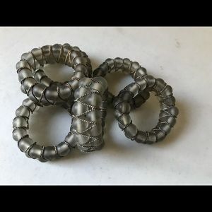 (6) gray gold glam beaded napkin holders